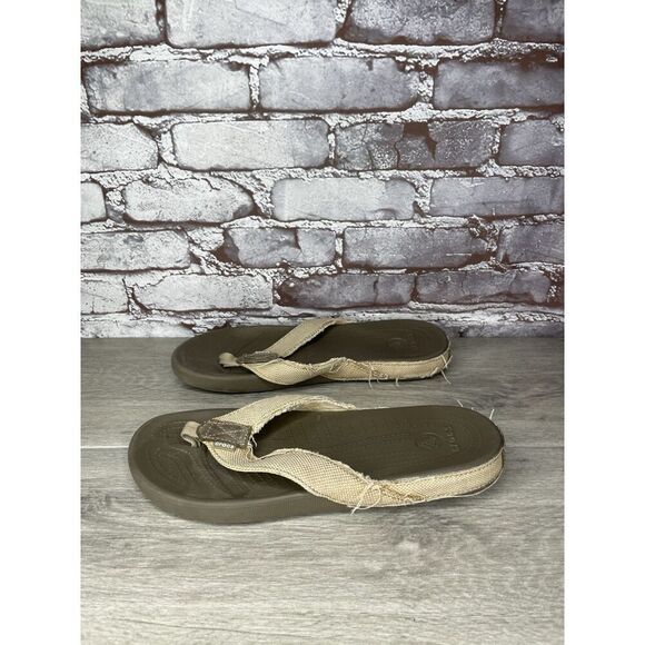 Crocs Dual Comfort Khaki Fabric Canvas Flip Flops Sandals Men’s Sz 10M US/43EU main image 12